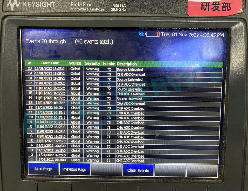 是德手持微波分析仪N9918A报错，Port2扫线异常维修