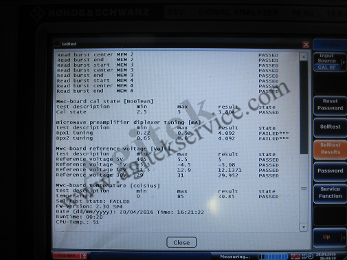 R&S频谱分析仪FSV13维修案例 R&S频谱分析仪FSV13维修案例