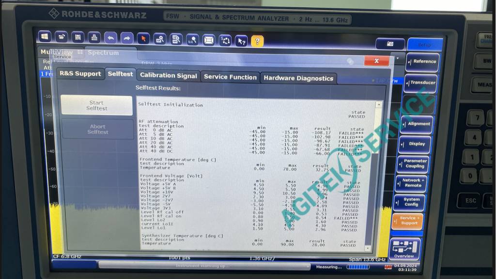罗德与施瓦茨FSW13频谱分析仪自检失败全频段测不到信号维修 罗德与施瓦茨FSW13频谱分析仪自检失败全频段测不到信号维修